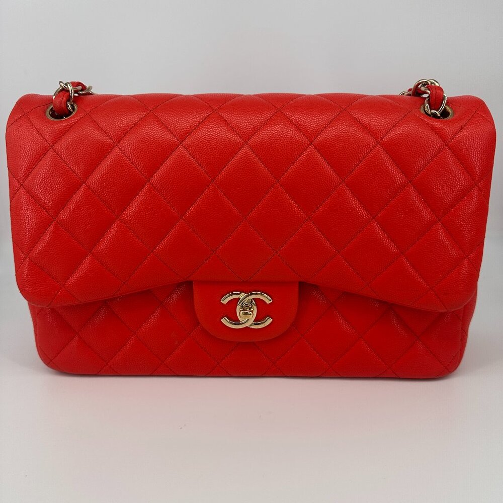 Chanel Red Medium Quilted Lambskin Flap Bag